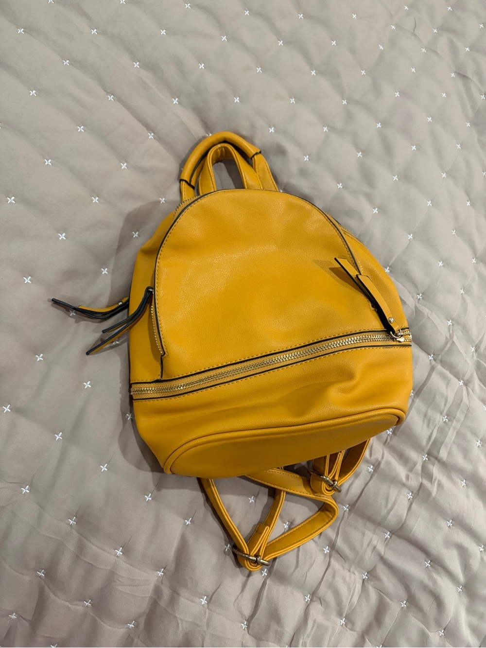 Mustard Yellow Mini Leather Backpack - Stylish Women’s Bag